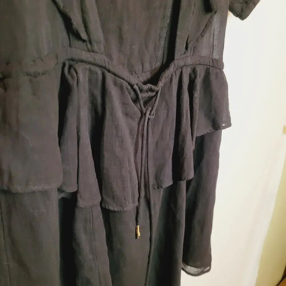 Free people In the Mood for Love ruffle backless black dress Size Sm Whimsigoth